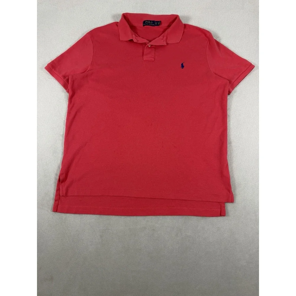 Polo Ralph Lauren Mens XL Pink Short Sleeve Iconic Mesh Pony Logo Polo Shirt XL